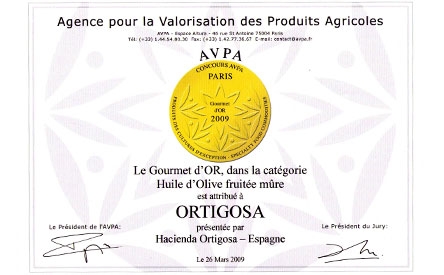 Premier prix MÉDALLE DOR - Foire Gourmet Paris 2009 : Moulin Hacienda Ortigosa