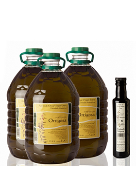 3 garrafas de aceite de oliva con botella de 0,5l. de regalo : Trujal Hacienda Ortigosa